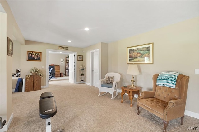 146 Edwards Falls Ln, Manlius, NY 13104 - living area featuring carpet flooring, baseboards, and recessed lighting