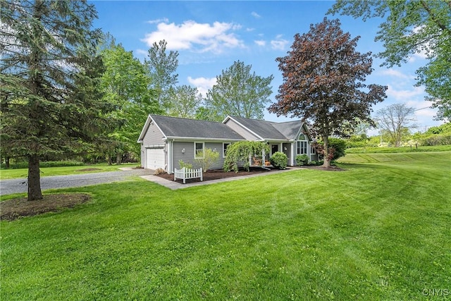 3616 E Genesee St Rd, Sennett, NY 13021 - view of front of property featuring gravel driveway, an attached garage, and a front yard