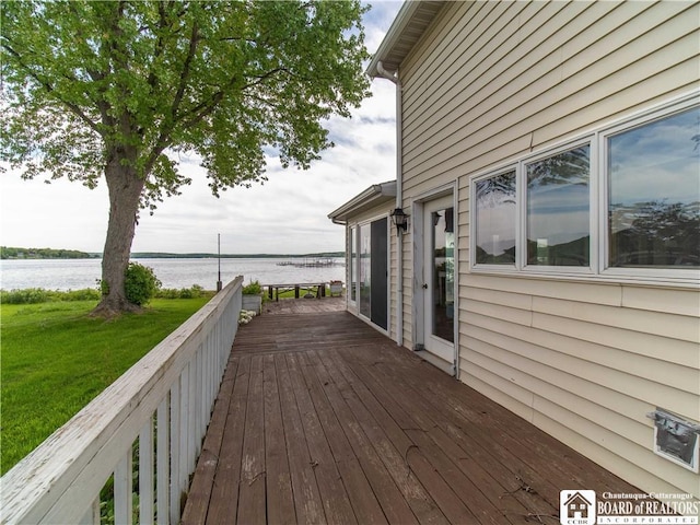 3973 Rte 430, Ellery, NY 14712 - wooden terrace with a water view and a lawn