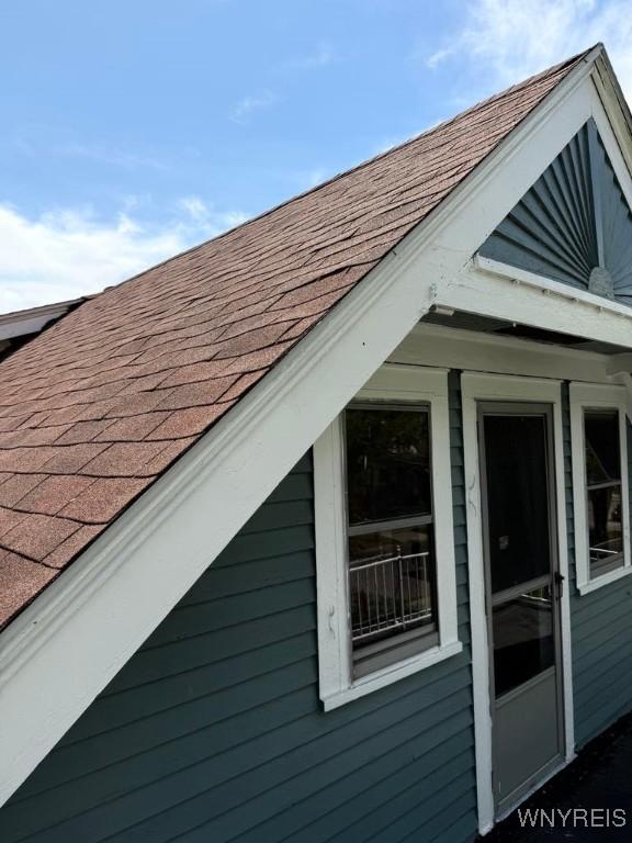 exterior view of roof with shingles