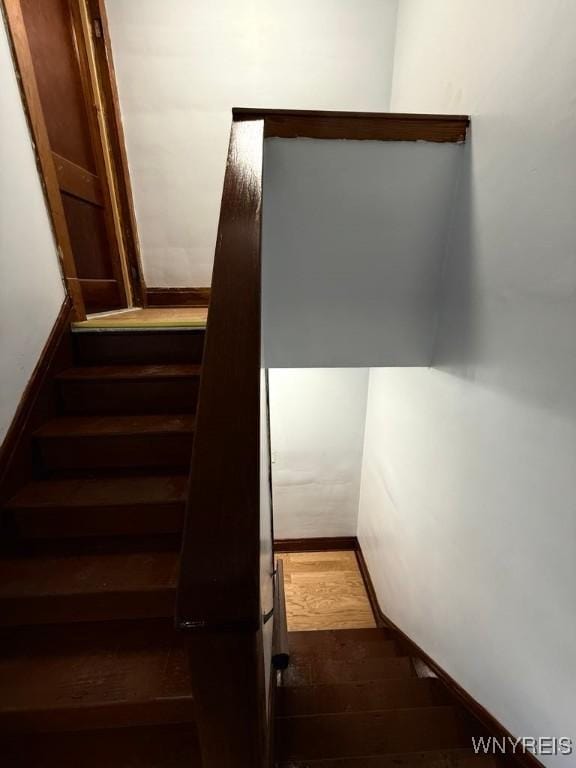 staircase featuring wood finished floors