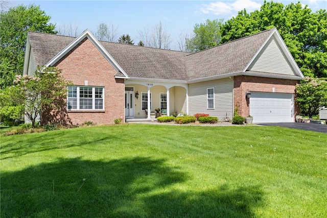 1619 Five Mile Ln Rd, Penfield, NY 14526 - view of front of property with brick siding, driveway, covered porch, and a shingled roof