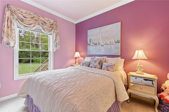 1619 Five Mile Ln Rd, Penfield, NY 14526 - bedroom with carpet flooring, ornamental molding, and baseboards