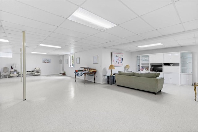 1619 Five Mile Ln Rd, Penfield, NY 14526 - living area featuring a drop ceiling and baseboards