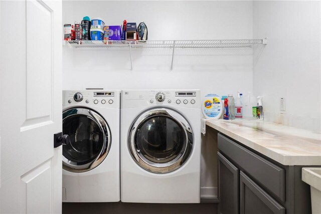 2208 Davis Rd, Corning, NY 14830 - laundry area with washing machine and dryer and cabinet space