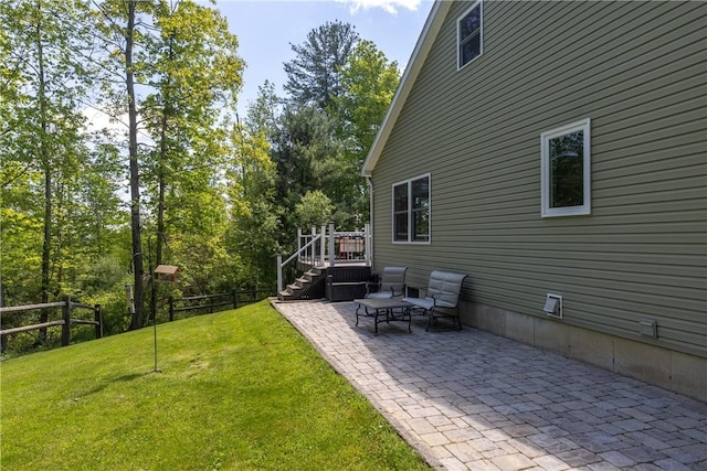 2208 Davis Rd, Corning, NY 14830 - view of yard with a patio, a wooden deck, and stairs