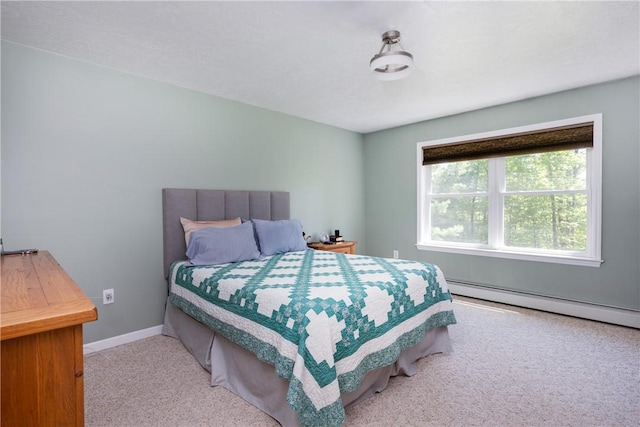 2208 Davis Rd, Corning, NY 14830 - bedroom with carpet flooring, a baseboard radiator, and baseboards