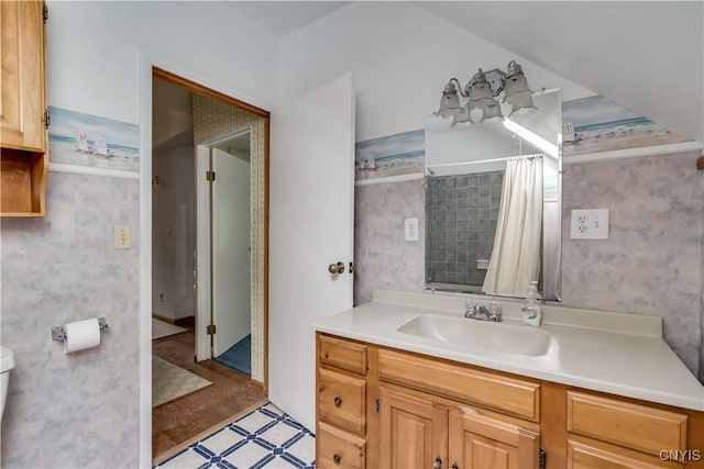 485 E Joseph St, Cape Vincent, NY 13618 - bathroom with toilet, vanity, and a shower with curtain