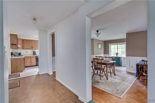 485 E Joseph St, Cape Vincent, NY 13618 - hallway with a wainscoted wall
