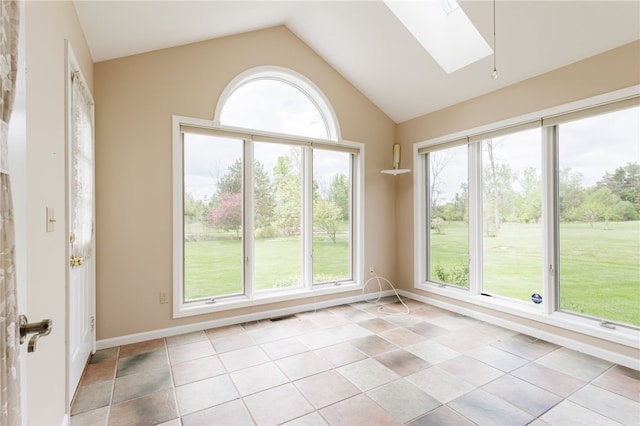 15 Stag Creek Trl, Clarkson, NY 14420 - unfurnished sunroom with a skylight and lofted ceiling