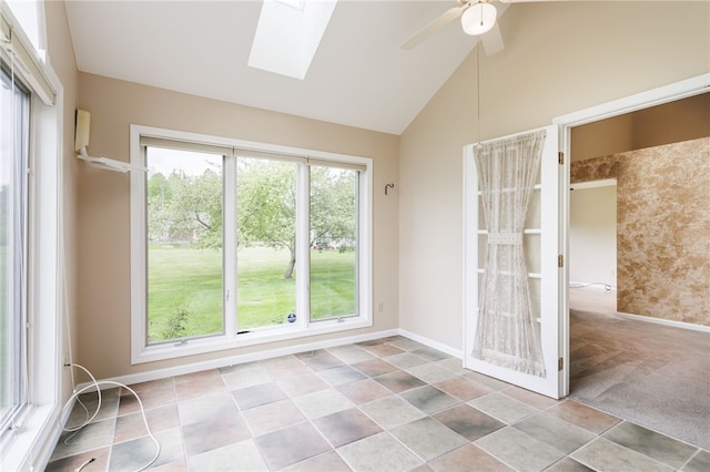15 Stag Creek Trl, Clarkson, NY 14420 - unfurnished sunroom featuring a skylight and lofted ceiling