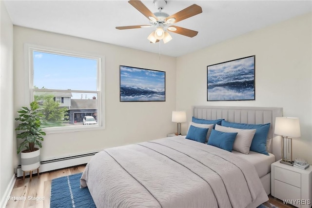 307 Wadsworth Ct, Tonawanda-City, NY 14150 - bedroom featuring wood finished floors, a ceiling fan, and baseboard heating