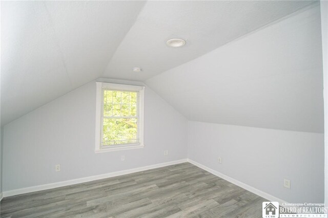 10595 Linwood Dr, Dunkirk-Town, NY 14048 - additional living space with wood finished floors, vaulted ceiling, and baseboards