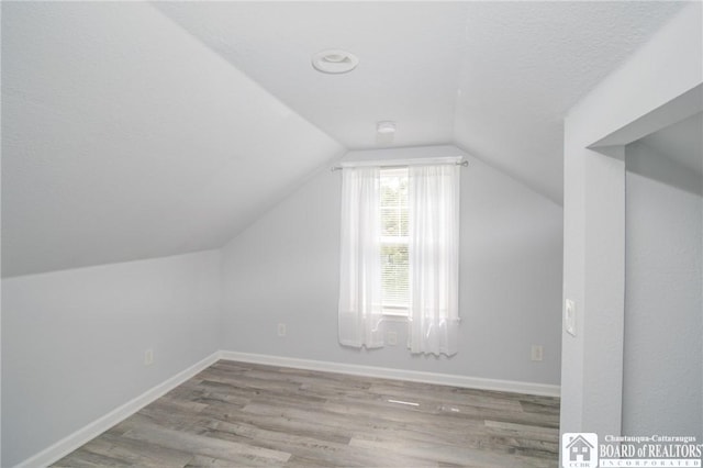 10595 Linwood Dr, Dunkirk-Town, NY 14048 - additional living space with vaulted ceiling, wood finished floors, and baseboards