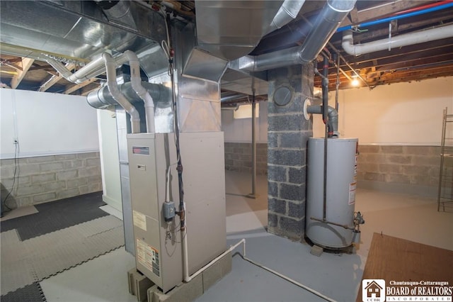 10595 Linwood Dr, Dunkirk-Town, NY 14048 - unfinished below grade area featuring water heater and heating unit