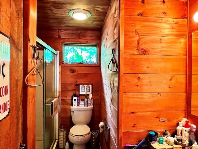 620 Ullas Way, Davenport, NY 13750 - full bath featuring a stall shower, toilet, and wood walls