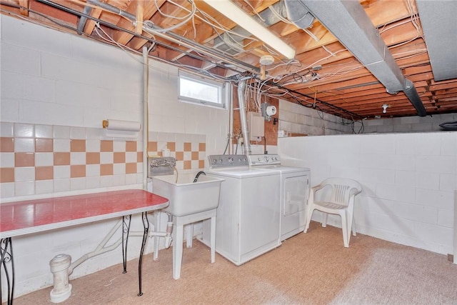 173 Dorian Ln, Greece, NY 14626 - laundry area featuring separate washer and dryer and light colored carpet