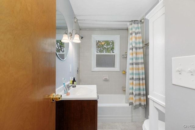 114 Osborne Dr, Manlius, NY 13057 - full bathroom with tile patterned floors, shower / bath combo with shower curtain, toilet, and vanity