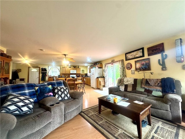 405 County Highway 12, Laurens, NY 13796 - living room featuring light wood-type flooring and a ceiling fan