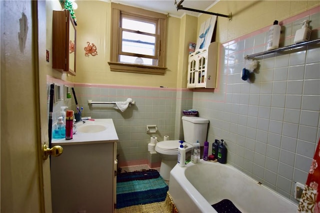 131 Weaver St, Rochester, NY 14621 - full bath with toilet, vanity, tile walls, and wainscoting