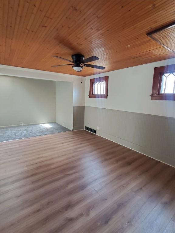 21 Manitou St, Rochester, NY 14621 - unfurnished room featuring wood ceiling, wood finished floors, and a ceiling fan