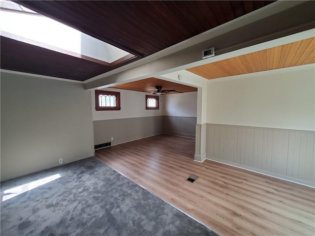 21 Manitou St, Rochester, NY 14621 - bonus room featuring a skylight, wainscoting, wood finished floors, and a ceiling fan