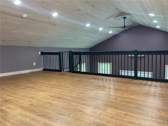 4456 Palmer Rd, Annsville, NY 13471 - additional living space with lofted ceiling, wood finished floors, a ceiling fan, recessed lighting, and baseboards