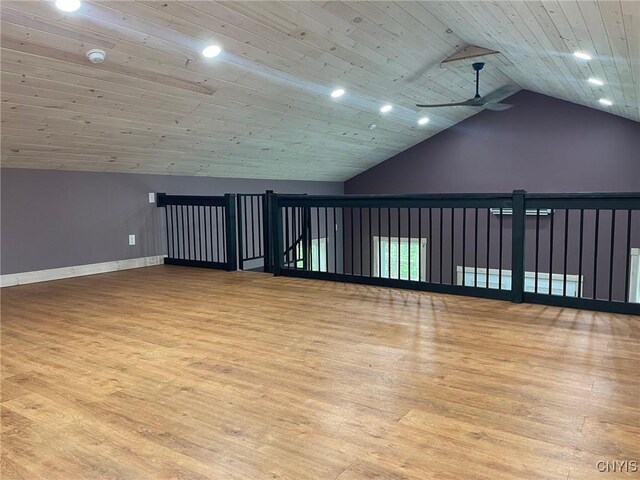 4456 Palmer Rd, Annsville, NY 13471 - bonus room featuring ceiling fan, vaulted ceiling, wood finished floors, recessed lighting, and wood ceiling