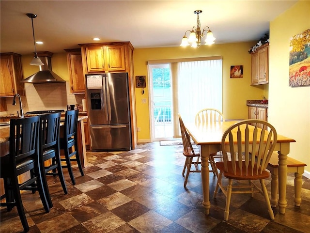 1058 County Highway 44, Sidney, NY 13775 - dining space featuring a chandelier, dark floors, and recessed lighting