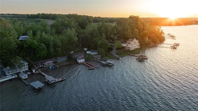 2171 Hansen Point Rd, Torrey, NY 14527 - aerial view at dusk of a water view and a wooded view