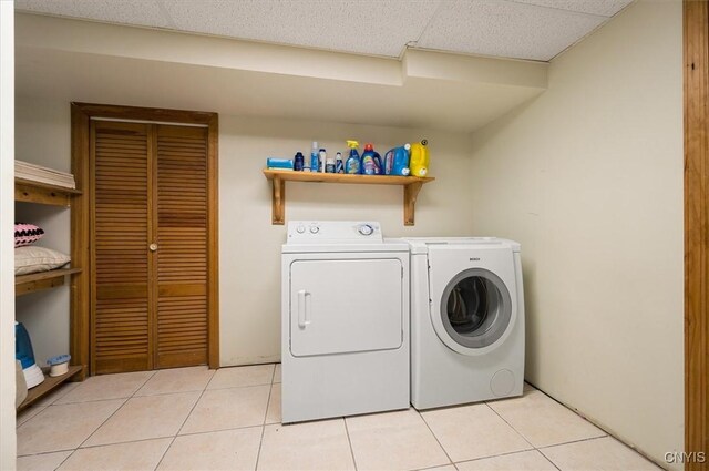 6 Viburnum Pl, New Hartford, NY 13413 - laundry room featuring separate washer and dryer and light tile patterned floors