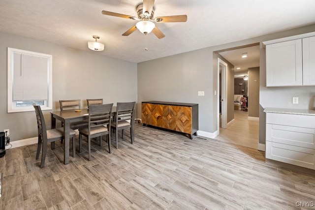 32 E 5th St, Oswego-City, NY 13126 - dining room with a ceiling fan, baseboards, and light wood-type flooring