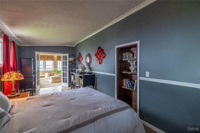 1079 State Route 49, Constantia, NY 13028 - bedroom featuring ornamental molding, french doors, and baseboards