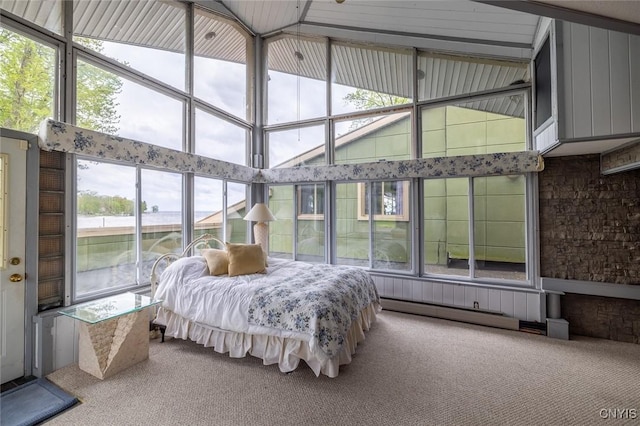 1079 State Route 49, Constantia, NY 13028 - carpeted bedroom with high vaulted ceiling and a baseboard heating unit
