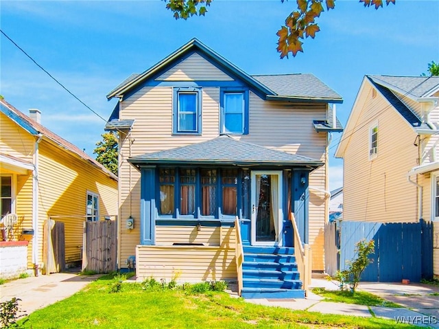 18 Rounds Ave, Buffalo, NY 14215 - view of front of house with a gate and a shingled roof