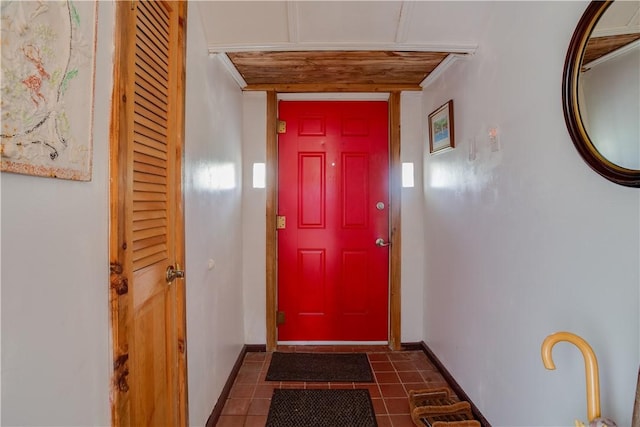 278 Taylor Rd, Jefferson, NY 12167 - doorway with dark tile patterned floors and baseboards