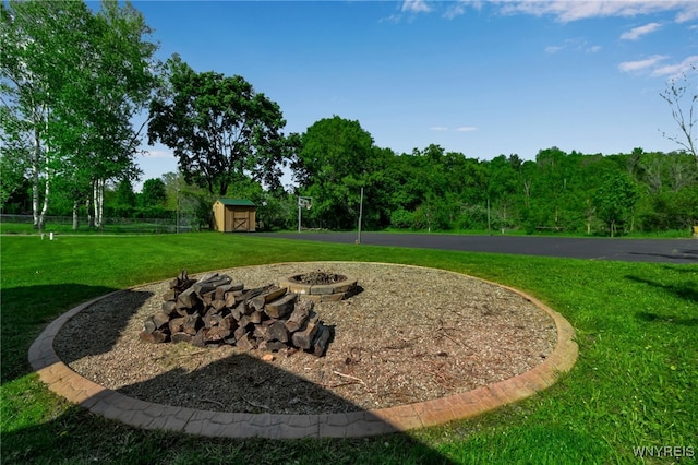 591 Girdle Rd, Elma, NY 14052 - view of green lawn with an outdoor fire pit