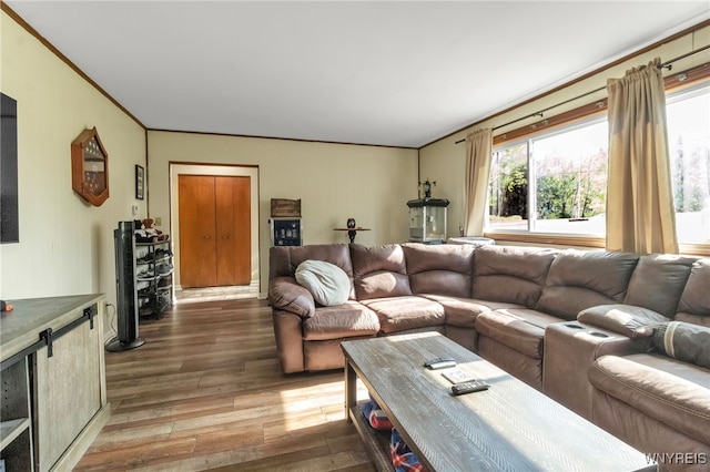 591 Girdle Rd, Elma, NY 14052 - living room featuring wood finished floors and ornamental molding