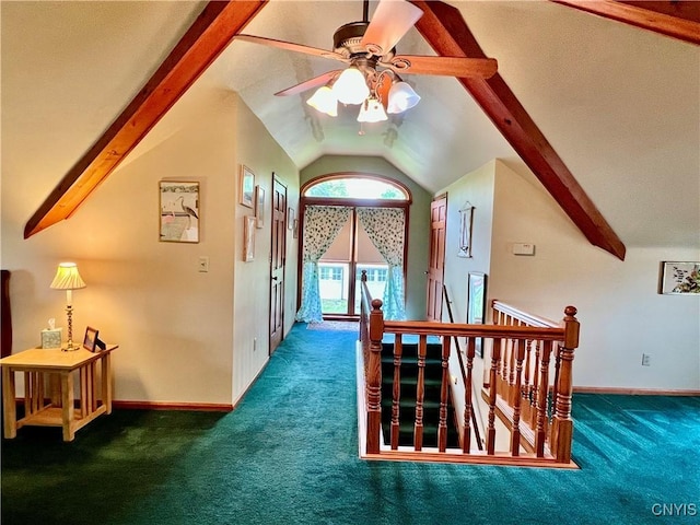 9A Lina St, Morristown, NY 13669 - hallway featuring carpet, an upstairs landing, and baseboards