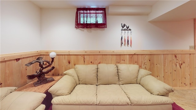 1311 Snake Creek Rd, Hancock, NY 13783 - living area featuring wooden walls and wainscoting