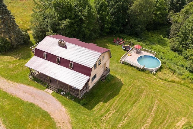 2165 Hamden Hill Rd, Hamden, NY 13782 - aerial view of property and surrounding area with a forest and a pool