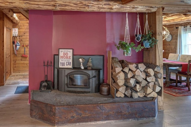 2165 Hamden Hill Rd, Hamden, NY 13782 - living area featuring wooden walls and wood finished floors