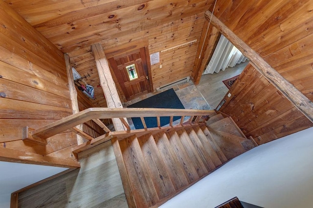 2165 Hamden Hill Rd, Hamden, NY 13782 - stairs with wooden walls