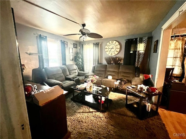 1703 Whitesboro St, Utica, NY 13502 - living room featuring ceiling fan and wood finished floors