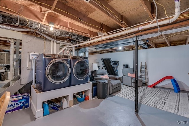 436 Centre St, Cape Vincent, NY 13618 - unfinished below grade area featuring separate washer and dryer