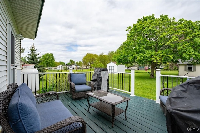436 Centre St, Cape Vincent, NY 13618 - wooden deck featuring a lawn and a grill