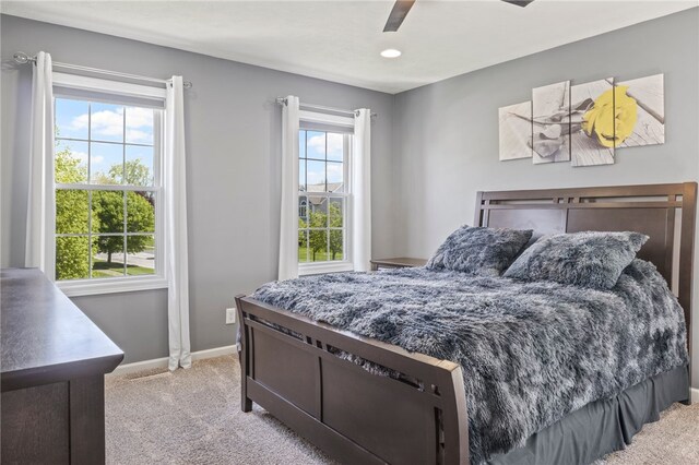 1030 Whistlers Cove Ln, Greece, NY 14612 - bedroom featuring light colored carpet, baseboards, a ceiling fan, and recessed lighting