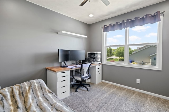 1030 Whistlers Cove Ln, Greece, NY 14612 - office space with carpet floors, a ceiling fan, and baseboards