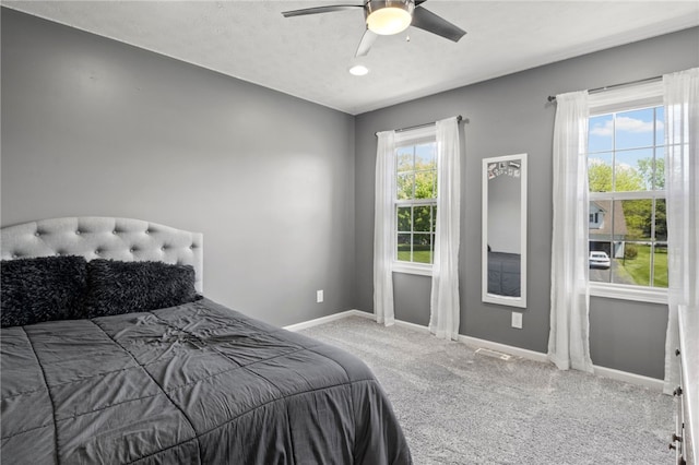 1030 Whistlers Cove Ln, Greece, NY 14612 - bedroom with baseboards, carpet, a ceiling fan, and recessed lighting