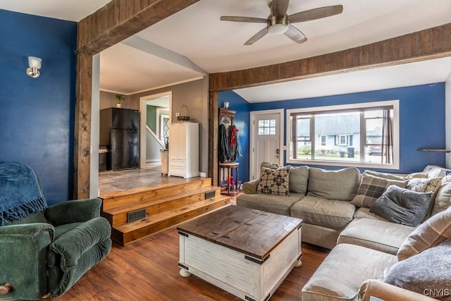 906 Beley Ave, Salina, NY 13211 - living area featuring plenty of natural light, dark wood finished floors, and ceiling fan